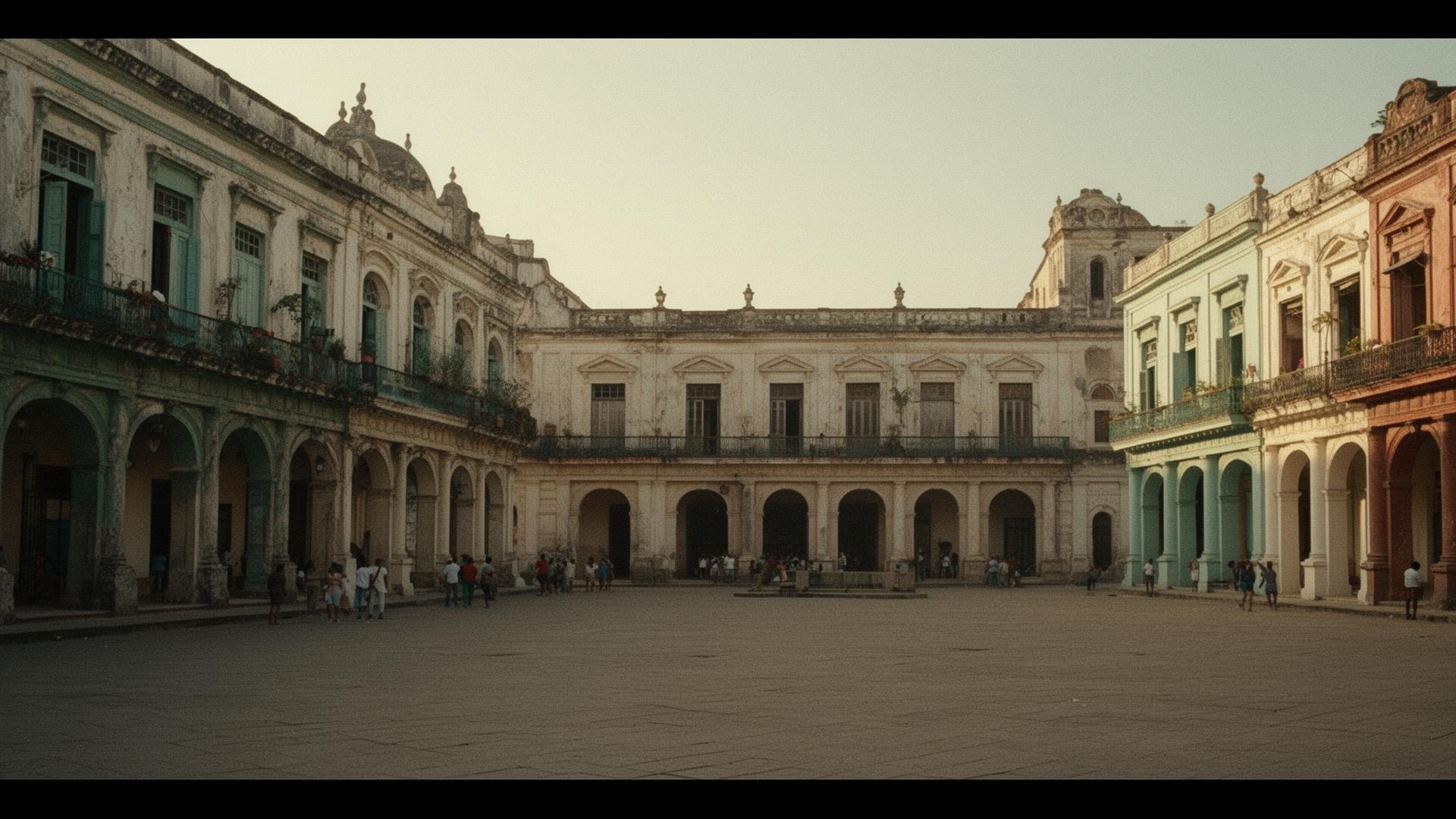 Restored baroque facades framing Plaza Vieja in Old Havana